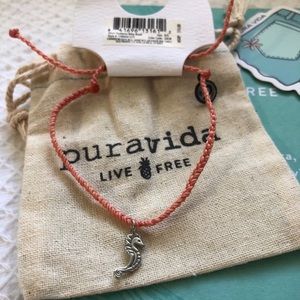 Pura Vida Seahorse Salmon Braided Bracelet